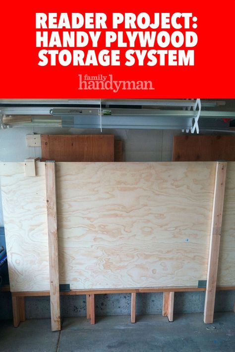 Diy Plywood Storage, Plywood Storage Ideas, Plywood Garage Shelves, Plywood Storage Shelves, Plywood Wall Storage, Storing Plywood In Garage, Plywood Organizer, Ply Wood Storage Rack, Barn Organization