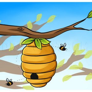 Beehive Cartoon, Beehive Drawing, Honey Bee Drawing, Bee Quotes, Koi Fish Drawing, Bee Drawing, Forest Mural, Bee Painting, Classroom Display