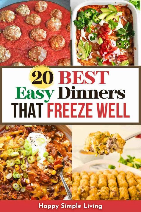 These easy freezer meals recipes are great for cooking a double dinner and freezing half for later. Cook once and enjoy these delicious meals twice! Easy Dinner Recipes Freezer Friendly, Frozen Meals For One Person, Homemade Frozen Dinners For One, Pioneer Woman Recipes Freezer Meals, Freezer Friendly Dinners, Freezer Friendly Recipes, Easy Freezer Dinners, Make Ahead And Freeze, Premade Dinners For The Week