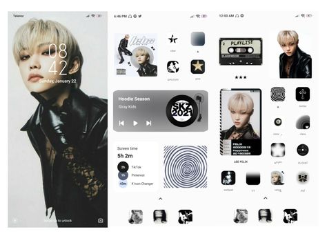 Felix Themed Phone, Felix Phone Theme, Lee Know Phone Layout, Felix Homescreen Layout, Stray Kids Homescreen Layout, K Pop Phone Layout, Stray Kids Phone Theme, Stray Kids Phone Layout, Skz Homescreen Layout