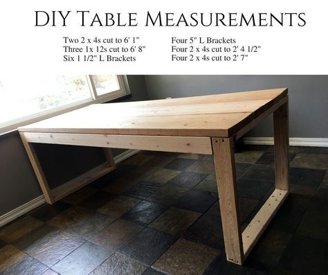 Easy Diy Dining Table, Dining Table Diy, Dining Table Plans, Diy Esstisch, Minimalist Diy, Dining Table Makeover, Diy Kitchen Table, Table Measurements, Modern Kitchen Tables