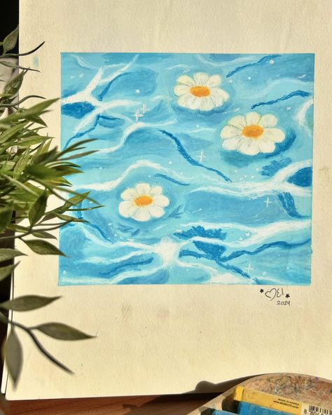 Flowers floating on water💦✨ Bruh this drawing is unluck xD i couldnt post it tho it was finished since Dec 2023😭 anyway i finally got the chance to post itt . . . . . #flowers #oilpastel #artist [small artist, support,oilpastel,paintings,drawings,flowers] Water Drawing, Oil Pastel Paintings, Oil Pastel Drawings, Floating In Water, Pastel Flowers, Water Flowers, Pastel Drawing, Water Painting, Pastel Painting