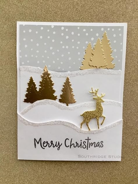 Card Diy Ideas, Deer Christmas Cards, Christmas Card Diy, Craft For Christmas, Christmas Card Wishes, Stamped Christmas Cards, Simple Christmas Cards, Christmas Card Inspiration, Bubble Stickers