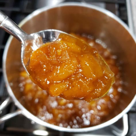 Peach Chutney Peach Chutney Recipes Pork Chops, Stewed Peaches, Peach Chutney Recipes, Preserve Recipes, Maple Balsamic Dressing, Grilled Brats, How To Peel Peaches, Maple Balsamic, Ginger Peach