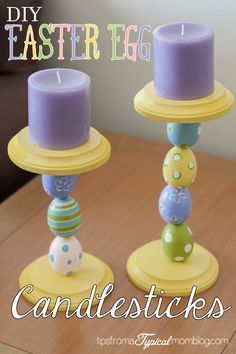 DIY Easter Egg Candlesticks from Tips From a Typical Mom Easter Ideas Diy, Holiday Crafts Easter, Easter Craft Decorations, Hippity Hoppity, Easy Easter Crafts, Peter Cottontail, Spring Easter Crafts, Easter Bunny Crafts, Easter Eggs Diy