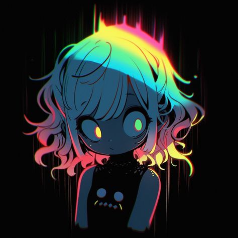 Neon Art, Rainbow Hair, Cute Art Styles, Kawaii Drawings, Anime Poses Reference, Art Inspiration Drawing, Funky Art, Cartoon Art Styles, Pretty Art