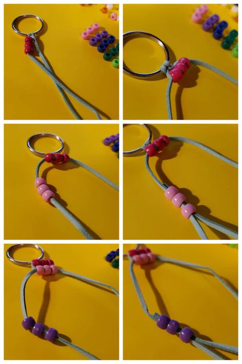 Diy Pony Bead Keychain, How To Make Pony Bead Keychains, Pony Bead Crafts Keychains Easy, Pony Bead Keychain Patterns Easy, Pony Bead Fidget Keychain, Pony Bead Cross Keychain, Pokemon Pony Bead Keychain, Pony Bead Keychain Patterns, Pony Bead Keychains