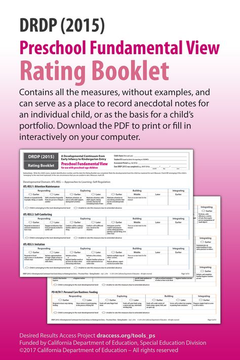 The Rating Booklet is an optional tool containing all the measures of the DRDP (2015) Preschool Fundamental View, without the examples. The Rating Booklet can serve as a place to record anecdotal notes for an individual child, or as the basis for a child’s portfolio. #DRDP2015 #assessment #preschool #specialeducation #disability #rating #progress #development Assessment Preschool, Anecdotal Notes, Preschool Assessment, Head Start, Special Education, New Beginnings, A Child, Assessment, Preschool