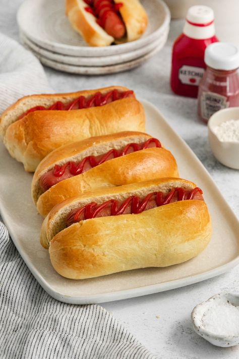 Brioche hot dog buns offer a gourmet twist on a classic American food, elevating the hot dog eating experience with their rich, delicious flavor and soft, tender texture. 📌 Pin this each brioche bun recipe for later. Brioche Hot Dog Buns Recipe, Brioche Hot Dog Buns, Classic American Food, Easiest Recipes Ever, Hot Dog Buns Recipe, Homemade Brioche, Bun Ideas, Homemade Buns, Brioche Bun