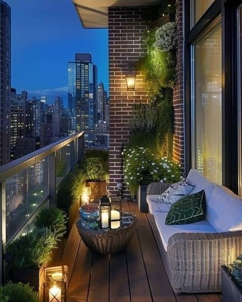 Apartment Patio Aesthetic, Small Veranda Ideas, Small Apartment Balcony Ideas, Balcony Design Ideas, Small Balcony Garden, Balcony Lighting, Terrace Decor, Small Balcony Design, Apartment Bedroom Decor