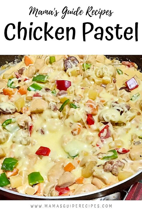 Chicken Pastel Baked Chicken Pot Pie, Chicken Recipes Pinoy, Chicken Paste, Chicken Pastel, Fishball Recipe, Fiesta Recipes, Filipino Recipe, Honey Sesame Chicken, Happy Childhood