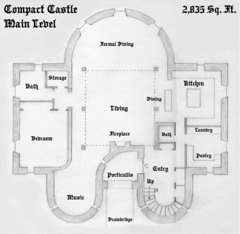 Compact Castle floor one Small Castle House Plans, Tiny Castle, Castle House Plans, Castle Floor Plan, Castle Plans, Small Castles, Mansion Floor Plan, Classic Villa, Modern Mountain Home