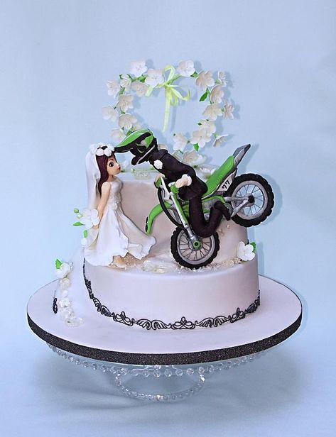 Dirt Bike Wedding Cake, Motocross Wedding, Motocross Cake, Bolo Motocross, Dirt Bike Wedding, Cake Transport, Motorcycle Cake, Bike Cakes, Bike Wedding