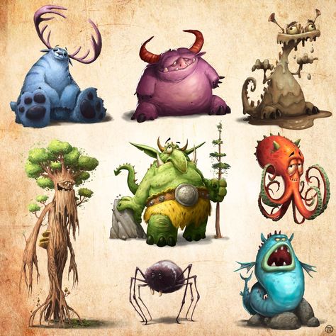 ArtStation - Monsters - character art, Tomek Larek Cartoon Monsters Drawing, Scary Mansion, Cute Monster Illustration, Monster Sketch, Cute Monsters Drawings, Monster Artwork, Game Cover, Doodle Characters, Monster Drawing