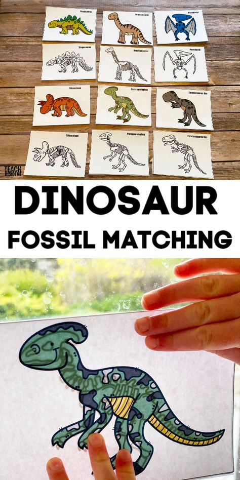 Build a Dinosaur Puzzles & Matching Game - Teach Beside Me Dinosaur Building Activities, Dinosaur Printable Activities, Dinosaur Cognitive Activities, Dinosaur Large Group Activities, Dinosaur Steam Activities Preschool, Dinosaur Theme Kindergarten Activities, Fossil Games For Kids, Dinosaur Lessons Elementary, Dinosaur Classroom Activities