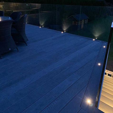 Lights In Decking, Millboard Decking, Coastal Pool, Natural House, Deck Lights, Timber Deck, Glass Railing, Garden Lights, Deck Lighting