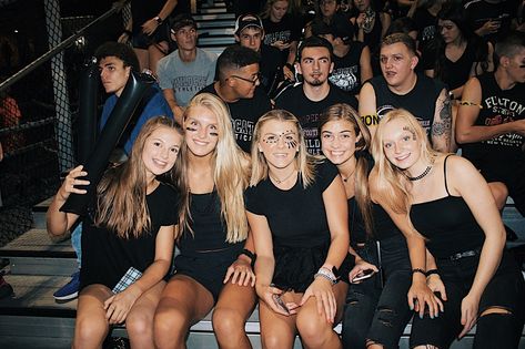 Black Out Theme Outfit Football Games, Black And Gold School Spirit Outfits, Black Out For Football Games, Fnl Black Out Outfits, Black Out Spirit Week Outfit, Football Blackout Theme, Black Out Fnl Theme, Black Out Day Spirit Week, Black Out Spirit Day