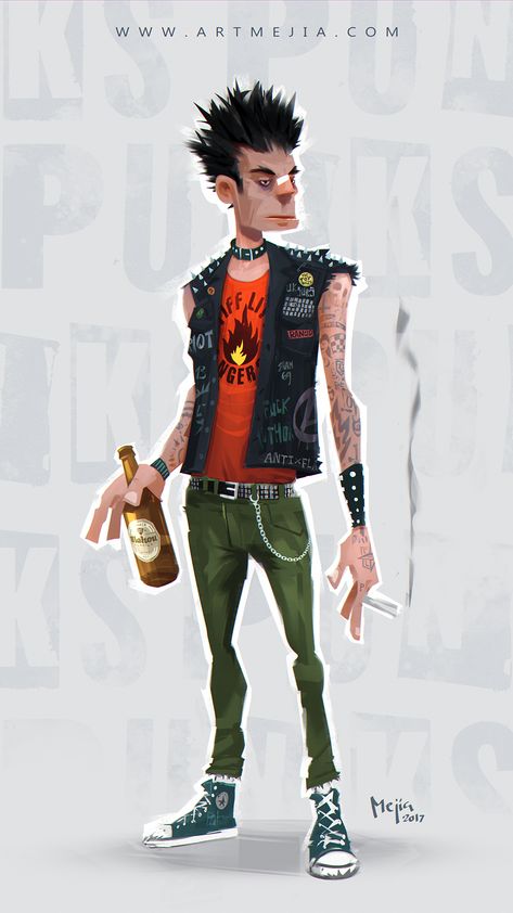 Punk Oc, Punk Fashion Male, Punk Outfits Men, Punk Character Art, Punk Character Design, Punk Illustration, Punk Character, Punk Boy, Body References