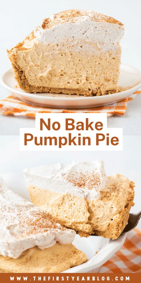 This easy, make-ahead no bake pumpkin pie is light, airy, and creamy and filled with all the Fall flavors of classic pumpkin pie! Pumpkin Icebox Pie, Punkin Pie Recipe, Easy No Bake Pumpkin Pie, No Bake Pumpkin Pie Recipe, Icebox Pies, Pumpkin Chiffon Pie, Pumpkin Cream Pie, Classic Pumpkin Pie, No Bake Pumpkin