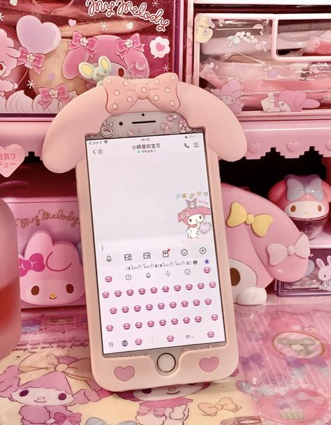 Cute Phone Aesthetic, My Melody Phone Case, Iphone 6s Phone Cases, My Melody Phone, Korean Kawaii, Dream Phone, Refurbished Phones, Pink Phone Case, Adopt Idea