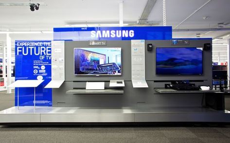 Samsung Store, Electrical Stores, Tv Store, Retail Inspiration, Retail Merchandising, Samsung Tv, Samsung Tvs, Galaxy Painting, Referral Program