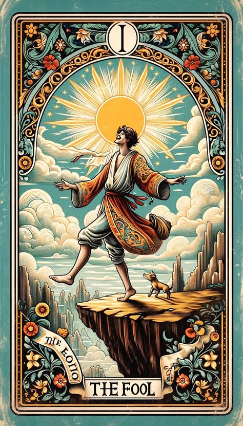 The Fool Tarot Card Art, Miranda Aesthetic, The Fool Tarot Meaning, Tarot Cards Decks Beautiful, Tarot Card The Fool, Hermetic Philosophy, Fool Card, The Fool Tarot Card, Fool Tarot Card