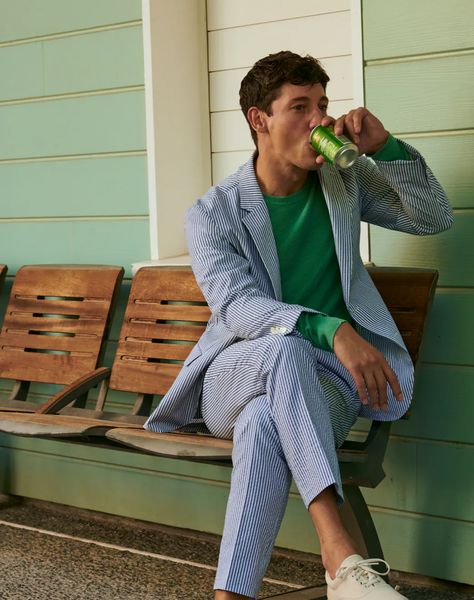 Men's The Wedding Shop | J.Crew Seersucker Pants Outfit, Casual Resort Wear, Suits And Sneakers, Seersucker Suit, Adidas Cloudfoam, Cool Sneakers, Life Styles, Seersucker Pants, Crew Clothing