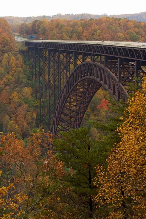 New River Gorge Bridge, WV West Virginia Camping, Infrastructure Architecture, New River Gorge Bridge, Bridge Tattoo, New River Gorge, Colors Of Fall, Fall Break, New River, Bucket Lists