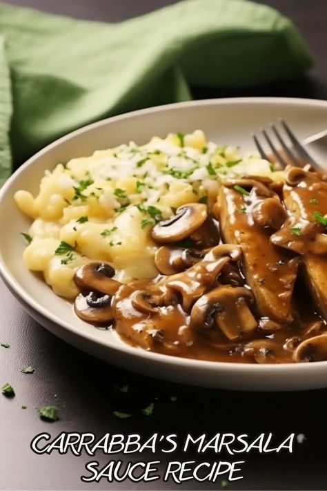 Carrabba's Marsala Sauce Recipe Carrabas Marsala Sauce, Carrabas Chicken Marsala, Marsala Sauce Recipe, Carabbas Recipes, Steak Marsala, Carrabbas Recipes, Marsala Sauce, Copy Cats, Marsala Chicken Recipes