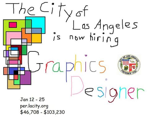 Graphic Design MS Paint Job Posting by The City of Los Angeles Construction Math, Bad Graphic Design, Engineering Funny, Help Wanted Ads, Hiring Poster, Instagram Story Ads, Job Page, Funny Jobs, Graphic Design Jobs