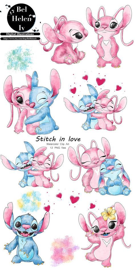 Disney Stitch Tattoo, Lilo And Stitch Tattoo, Stitch Watercolor, Angel Lilo And Stitch, Angel Stitch, Watercolor Angel, ليلو وستيتش, Stitch Tattoo, Lilo And Stitch Drawings