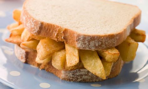 How to eat: chip butties | Food | The Guardian Cheap Catering, Chip Sandwich, Chip Butty, British Snacks, Fudge Shop, Jaffa Cake, Real Bread, Kettle Chips, Toast Sandwich