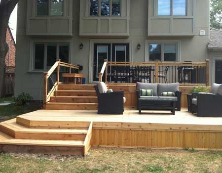 cedar deck toronto. We offer great exterior wood carpentry. Western Red Cedar, Brazilian Ipe and all other exotic lumber Multi Level Deck, Tiered Deck, House Patio, Cedar Deck, Building A Porch, Patio Deck Designs, Wooden Deck, Deck Designs Backyard, Decks Backyard