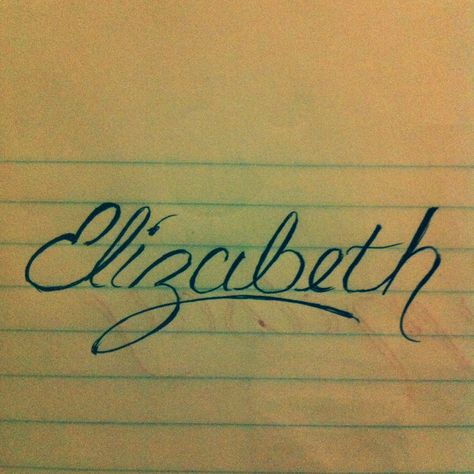 Elizabeth-me Elizabeth In Cursive, Tattoo Cursive, Bday Gift For Boyfriend, Cursive Tattoos, Note Writing Paper, Copperplate Calligraphy, Cursive Script, Bday Gift, Elizabeth I