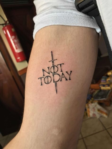 22 Epic Game Of Thrones Tattoos To Obsess over - Body Artifact Not Today Tattoo, Dragon Tattoo Game Of Thrones, Game Of Thrones Tattoo Ideas, Dark Mark Tattoos, Lotr Tattoo, Game Of Thrones Tattoo, Small Dragon Tattoos, Small Finger Tattoos, Sigil Tattoo