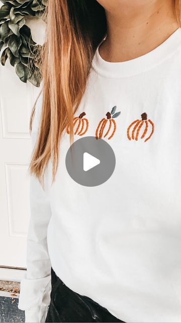 Sarah Lloyd - Embroidery Artist and Teacher on Instagram: "This one is for Bennett. He’s so excited I’m making something for him this time 😅 but honestly need to make one for all 3 of my kids because how cute would match in pumpkins shirts be??  Comment “pumpkins” and I’ll DM you the link for this embroidery pattern 🎃 🎃🎃" Something For Him, Pumpkin Patterns Free, Fall Embroidery, Hoop Dreams, One For All, Pumpkin Pattern, Pumpkin Shirt, Diy Embroidery, Embroidery Pattern