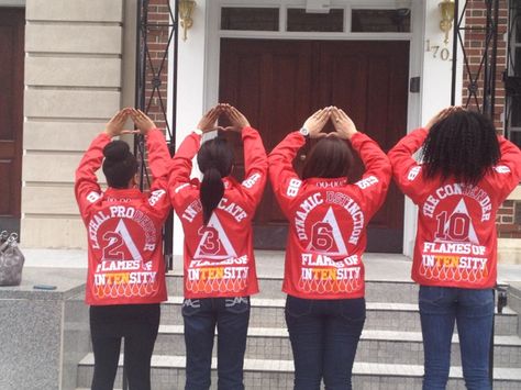 In front of the DST NATIONAL Headquarters Alpha Phi Alpha Paraphernalia, Delta Sigma Theta Apparel, Step Team, Sorority Pictures, Delta Sigma Theta Gifts, Kappa Alpha Psi Fraternity, Letter Jacket, Red Pyramid, Alpha Phi Alpha Fraternity