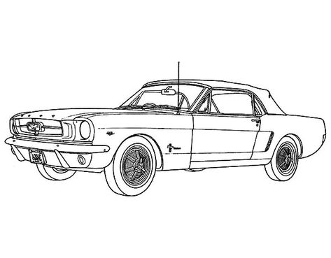 Old Ford Cars, Ford Tattoo, Mustang Tattoo, Mustang Drawing, Classic Ford Mustang, Car Mustang, Race Car Coloring Pages, Car Coloring Pages, Cars Coloring