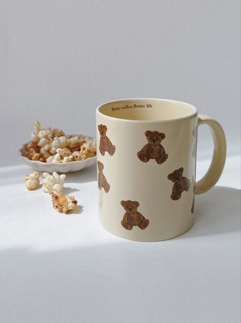 Cute Dishes, Cute Morning, Mugs Aesthetic, Coffee Mugs Unique, Mug Aesthetic, Ceramic Bear, Birthday Present For Boyfriend, Bear Ceramic, Cup Pottery