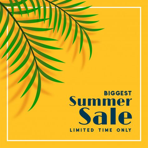 Summer sale banner with tropical leaves ... | Free Vector #Freepik #freevector #freebanner #freeposter #freesale #freetravel Summer Banner Design, Summer Sale Design, Sale Flyer Design, Social Media Marketing Books, Summer Sale Poster, Design For Social Media, Summer Sale Banner, Summer Logo, Personal Logo Design