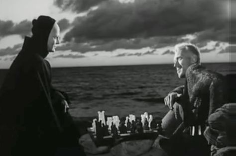 People Playing Chess, Ingmar Bergman Films, Bergman Movies, Bergman Film, Seventh Seal, Max Von Sydow, Andrei Tarkovsky, The Seventh Seal, Playing Chess