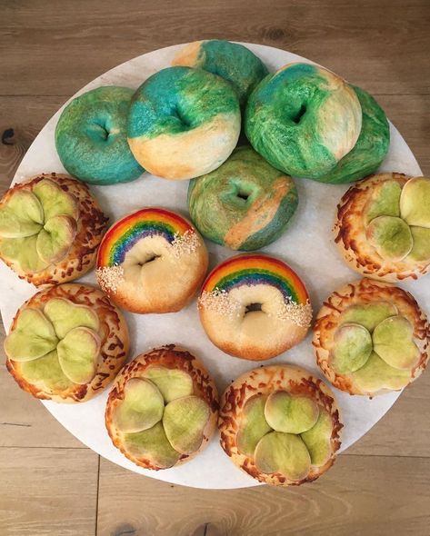 Rainbow Shamrock, Bread Art, Three Cats, Sourdough Bread, Bagels, St Patrick’s Day, How To Make Bread, Bread Baking, Only 1