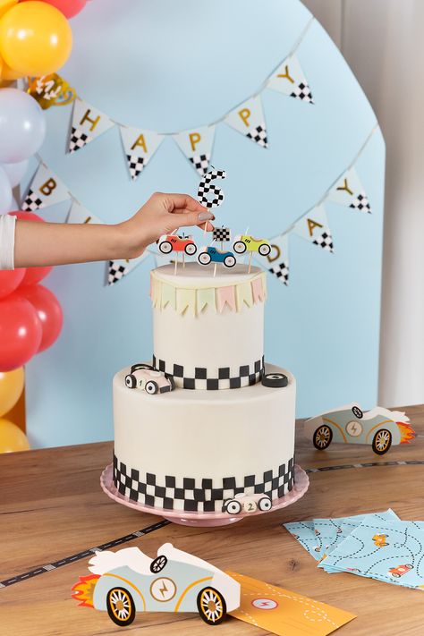 Rev Up the Fun: Car-Party Extravaganza for Kids! 🚗✨ Explore Vibrant Tableware Themes, Premium Sets, and Easy Cleanup. From Plates to Napkins, Elevate Your Celebration with Child-Friendly Designs. Unwrap the Fun! #Partydeco #b2b #BirthdayPartyDecor #CarThemeDecorations #KidsPartyTableware #PremiumBirthdaySupplies #VibrantCelebrationIdeas #ChildFriendlyDecor #UniqueBirthdayThemes #CreativePartySetup #JoyfulKidsCelebration #ColorfulPartyEssentials #BirthdayFun #TablewareInspiration Vintage Cars Theme Birthday Party, Race Car Smash Cake, Checkered Cake, Cars Theme Cake, Themed Candles, Race Car Cakes, Cars Birthday Cake, Babyshower Party, Car Themed Parties