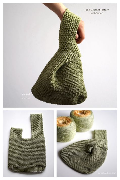 Japanese Knot Mosu Bag Free Crochet Patterns Mosu Bag, Modern Haken, Tote Crochet, Japanese Knot, Japanese Knot Bag, Japanese Crochet, Knot Bag, Free Crochet Bag, Knitted Bag