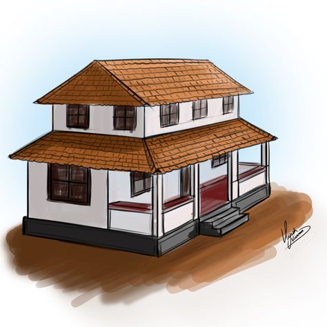 Small Village House Design, Simple House Drawing, Cute Pics For Dp, Brown Roofs, Clay Jars, Indian Drawing, Art Homework, Jars Ideas, Hut House