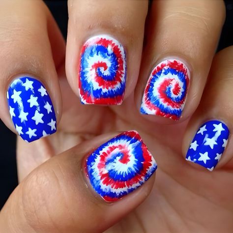 PRICES MAY VARY. 🌟【Perfect for Fourth of July celebrations】: Show off your patriotic spirit with this Independence Day-themed press on nail set featuring red, white, and blue elements. 🌟【Short and square shape】: The nails in this set have short length and square shape, providing a natural and subtle look that is perfect for everyday and any occasion wear. 🌟【Easy to apply and remove】: With our included 24 jelly glue and 1 nail removal wooden sticker, you can apply and remove these nails with e Firework Nail Art, Firework Nails, Patriotic Nails, Fourth Of July Nails, Tie Dye Nails, Holiday Nail Designs, 4th Of July Nails, July Nails, Diy Nail Designs