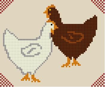 Knife Cross Stitch, Chicken With Knife, Rooster Cross Stitch, Chicken Cross Stitch, Crochet Pot Holders Free Pattern, Chicken Scratch Embroidery, Chicken Crafts, Chicken Pattern, Cross Stitch Bird