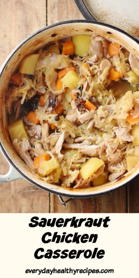 Sauerkraut Casserole, Casserole With Chicken, Recipe With Chicken, Healthy Casserole Recipes, Chicken And Potatoes, Sauerkraut Recipes, Healthy Casseroles, Healthy Comfort Food, Winter Recipes