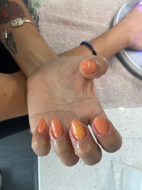 Orange Beach Nails, Orange Summer Nails, Sun Nails, Color For Nails, Hippie Nails, Simple Gel Nails, Summery Nails, Nails Fashion, Cute Gel Nails