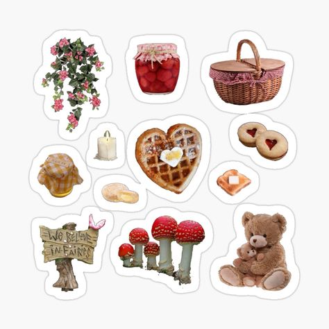 Get my art printed on awesome products. Support me at Redbubble #RBandME: https://www.redbubble.com/i/sticker/Fairy-picnic-cute-sticker-pack-set-by-ElixerStudios/160548143.EJUG5?asc=u Cute Stickers Pack, Stickers Ideas Design, Picnic Stickers, Sticker Pack Printable, Cute Stickers Printable, Cute Stickers Aesthetic, Stiker Printable, Fairy Picnic, Red Stickers